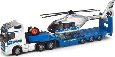 Lodër kamion policie Majorette Volvo GS Set, 35 cm, me helikopter, shumëngjyrësh