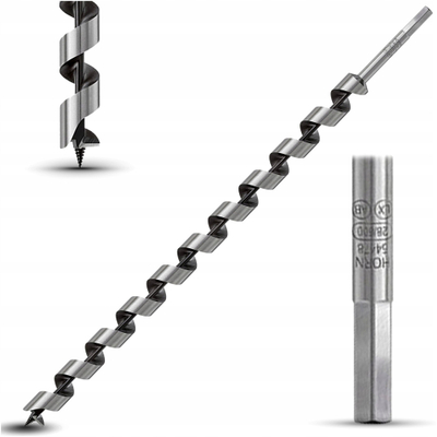 Freza druri Hoegert Auger 28x600mm, çelik karbon, ngjyrë metalike