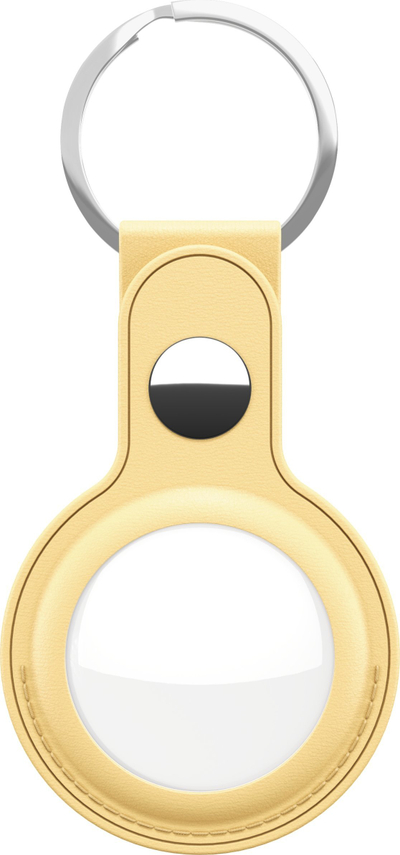 Mbajtëse çelsash KeyBudz AirTag Keyring, lëkurë, pastel e verdhë