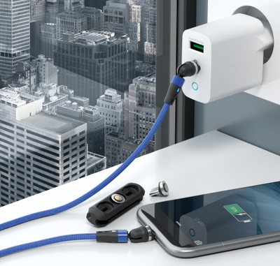Kabllo magnetik RealPower, 1m, 2x magnetik, blu
