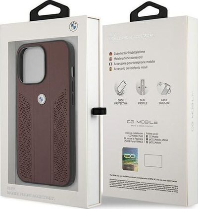 Futrollë telefoni BMW BMHCP13LRSPPR për iPhone 13 Pro 6.1", hardcase lëkurë, e kuqe