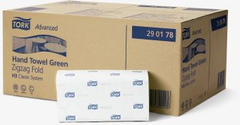 Lecka duarsh Tork Folded Towel Advanced H3, 25x23 cm, 15x250 cope, jeshile