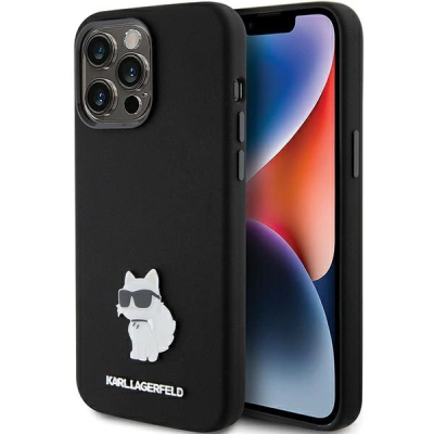Kapak telefoni Karl Lagerfeld KLHCP15XSMHCNPK, silikon, për iPhone 15 Pro Max, i zi