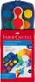 Ngjyra uji Faber-Castell Connector Paint Box, 12 ngjyra, me furçë, shumëngjyrëshe
