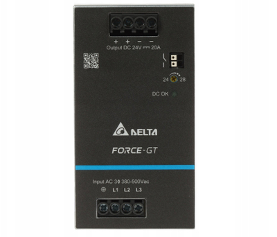 Furnizim energjie industrial Delta DRF-24V480W3GBA, 24V, 480W, trefazor
