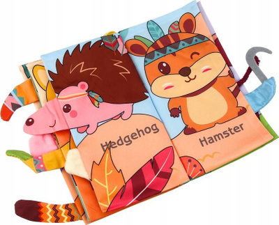 Libër i butë edukativ për foshnja Ecotoys Rustling Forest Animals, tekstile që fishkëllijnë, shumëngjyrësh