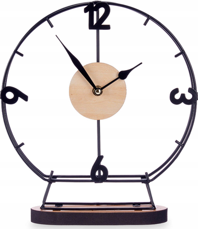 Orë tavoline Giftdecor Loft, metal dhe dru, 26 x 29 cm, e zezë