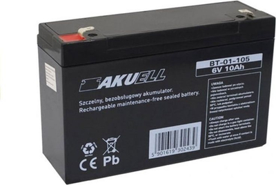 Bateri motorçiklete Akkuell BT-01-105, 6V, 10Ah, e zezë