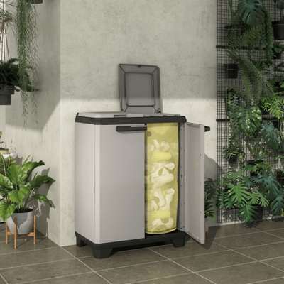 Dollap plastik për riciklim Keter Kis Planet Recycling, për dy qese, gri
