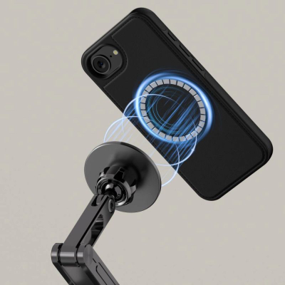 Футрола за телефон Tech-Protect Wallet MagSafe за iPhone 16E, со преклопен капак-паричник, еко кожа, црна