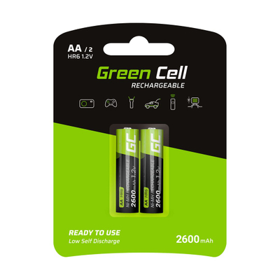 Bateri rikarikueshme AA Green Cell GR05, NiMH 2600mAh, 1.2V, jeshile e zezë