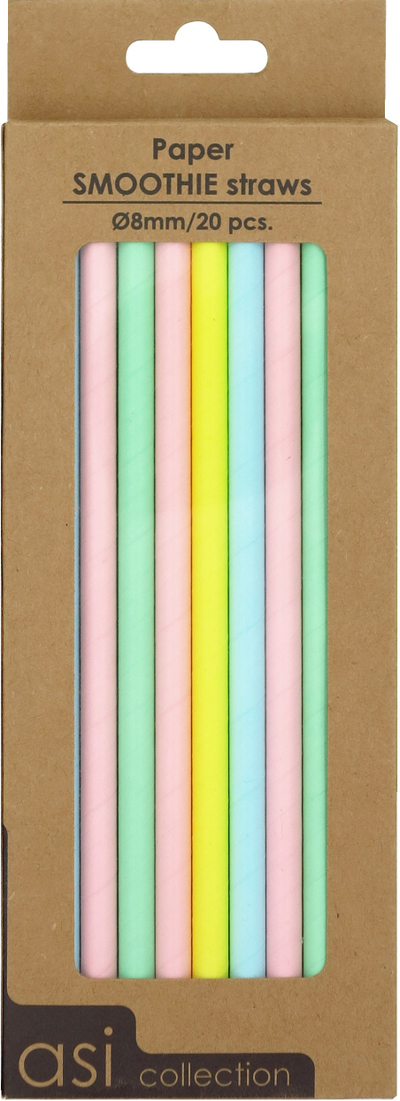 Shkopëza letre për smoothie ASI Collection, 21 cm, Ø8 mm, shumëngjyrëshe, 20 copë