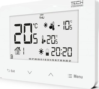 Termostat wireless Tech ST293V2, kontroll dy gjendjesh, panel xhami, i bardhë
