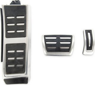 Set mbulesash pedalesh automatike Audi VW, metal dhe gomë, 3 pjesë, argjendtë e zezë