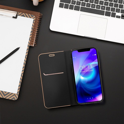 Kapak telefoni tip libër LUNA Book Gold për Xiaomi Redmi Note 12S, me magnet, i zi
