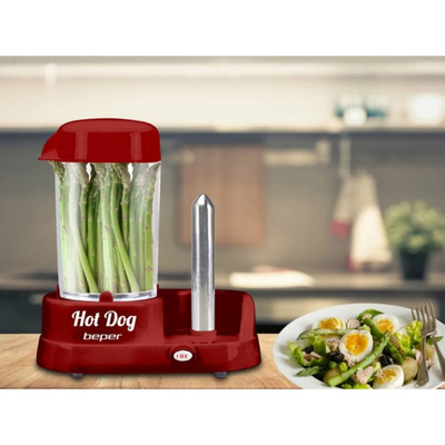 Aparat për hot dog Beper P101CUD501, 350W, me avull, i kuq