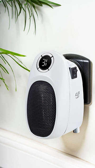 Ngrohës mini elektrik Adler Easy Heater, me termostat 15‑35°C, me ekran LED, i bardhë