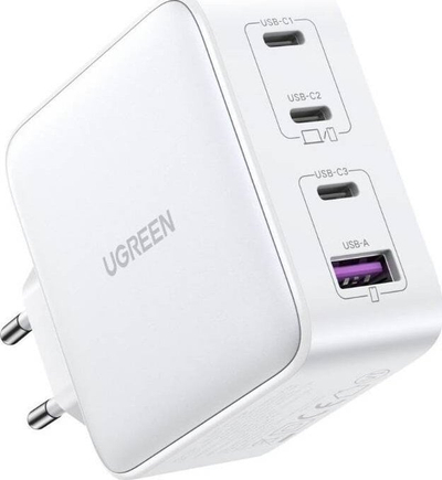 Karikues muri Ugreen 100W GaN, 3x USB C, USB A, i bardhë