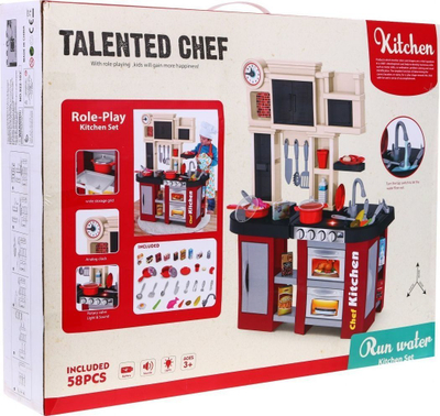 Kuzhinë lodër Talented Chef, 58 aksesorë, drita dhe tinguj, e kuqe krem