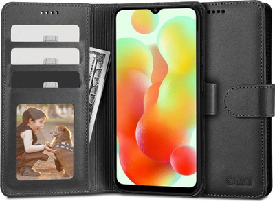 Këllëf-portofol Tech-Protect për Xiaomi Redmi 12C, lëkurë ekologjike, me magnet, i zi