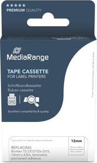 Rrip etiketash MediaRange MRBTZ231S, 12mm 4m, i bardhë me shkrim të zi