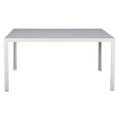 Tavolinë metalike + xham 150×90×75 cm,"HM5767.03", bardhë
