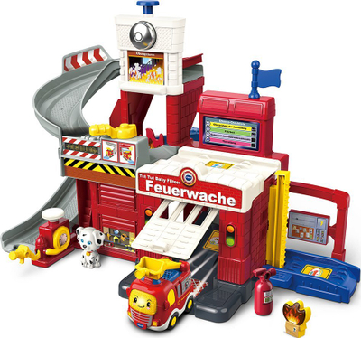 Lodër stacion zjarri VTech Tut Tut Baby Flitzer, interaktive, me kamion zjarrfikës, e kuqe