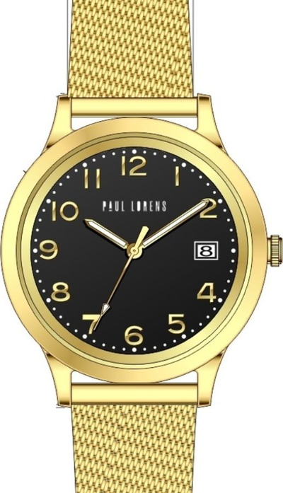 Orë dore për gra Paul Lorens STELLA PL20000B 1D1, mekanizëm quartz, rrip çelik mesh, e artë