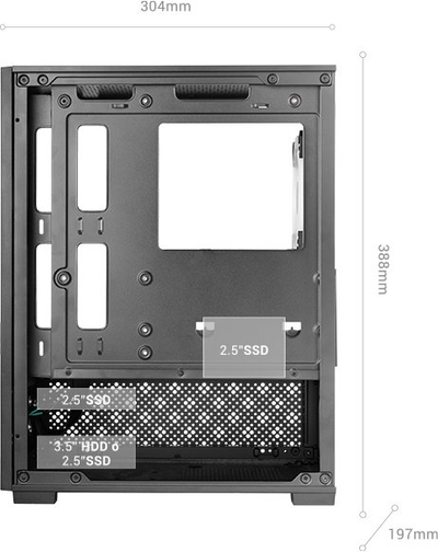 Kasa gaming Mars Gaming MC-SE2, MicroATX, xham i fortë, ventilator 120mm FRGB, e zezë