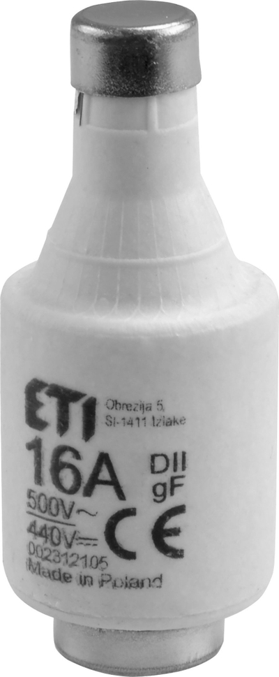 Siguresë cilindrike ETI DII WTS, 16A, 500V, set 2 copë