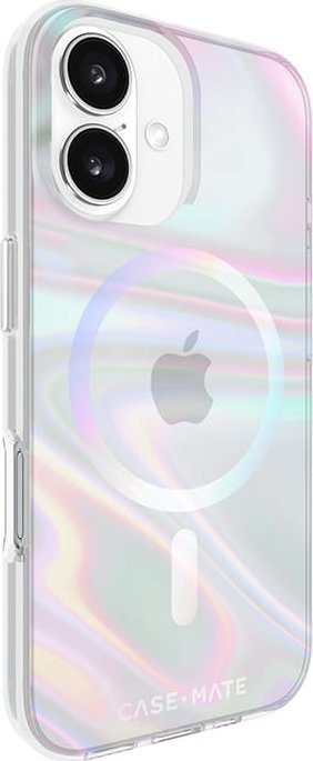 Këllëf telefoni Case-Mate Soap Bubble MagSafe për iPhone 16, mbron nga rëniet deri 3.6m, transparent me shkëlqim shumëngjyrësh