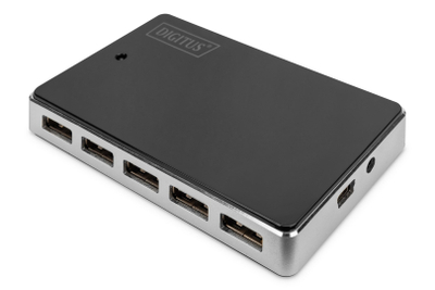 USB разделник Дигитус USB 2.0, 10 порти, црн