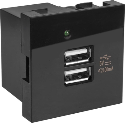 Prizë muri me USB Maclean USBx2 MCE728B, 2x USB, 2.1A, e zezë