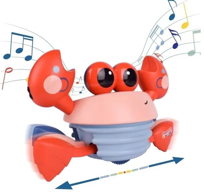 Lodër muzikore për fëmijë Happy Baby Musical Crawling Crab, interaktive, me lëvizje automatike, shumëngjyrëshe