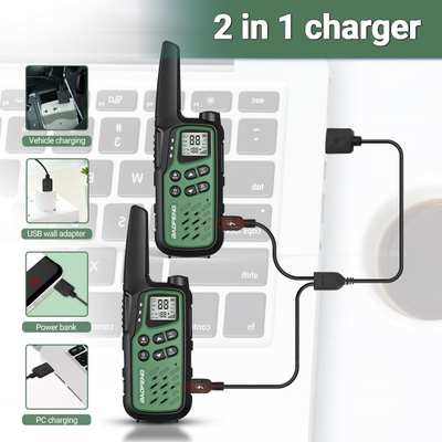 Walkie talkie Baofeng BF-25E PMR, set 2 copë, 16 kanale, i zi