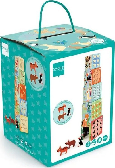 Kullë grumbullimi Scratch World Animal, 10 blloqe, edukative, shumëngjyrëshe