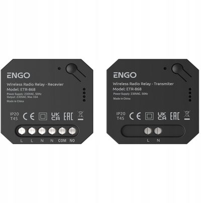 Безжично реле EngoLink ETR-868, 868MHz, 230V 16A, бела боја