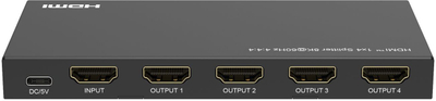 Ndarës HDMI Microconnect 1x4, 8K 60Hz, 4 dalje, i zi