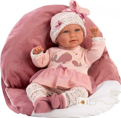 Kukull bebe Llorens Mimi Baby, 42 cm, trup i butë, rozë