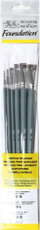Set penelash Winsor & Newton Foundation Acrylic Brush, 6 copë, fibra sintetike, të bardha