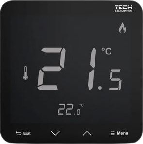 Termostat wireless Tech Room R-8PB PLUS STR8PBPLUSBK, me bateri, i fut në mur, i zi