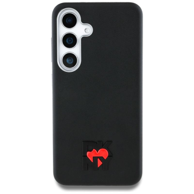 Mbrojtëse telefoni DKNY Leather Heart of NY për Samsung Galaxy S25, lëkurë eko, e zezë