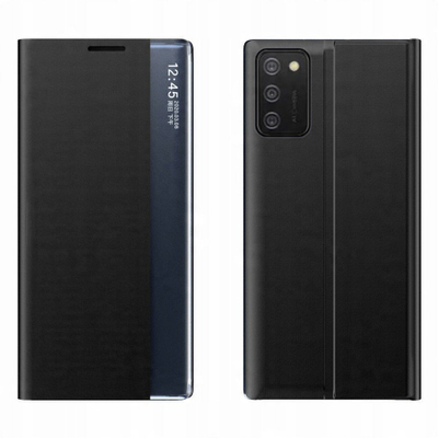 Këllëf me kapak Hurtel Nuova Sleep për Samsung Galaxy A03s, funksion qëndrimi, plastik, i zi