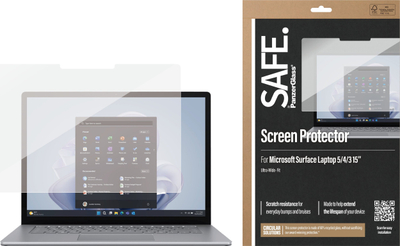 Xham mbrojtës ekrani PanzerGlass SAFE Ultra-Wide Fit për Microsoft Surface Laptop 3 4 5 15", i tejdukshëm