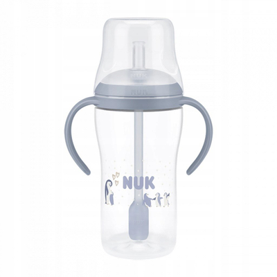 Тренинг шише за бебиња NUK Perfect Match Penguin, 260ml, со силиконска цуцла, сиво