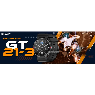 Orë inteligjente Gravity GT21-3, mat rrahjet e zemrës, rrip silikoni, e zezë