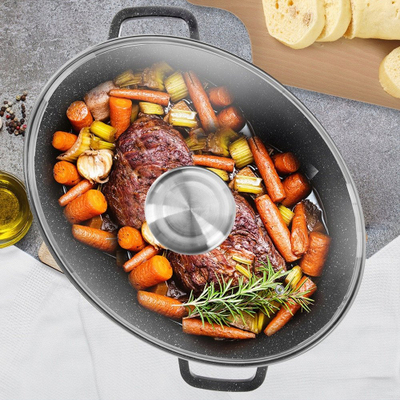 Tavë pjekje Orion GRANDE, 12L, ovale me kapak, alumin granit, e zezë