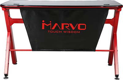 Tavolinë gaming Marvo DE-03, 120x61 cm, me drita RGB, e zezë me të kuqe