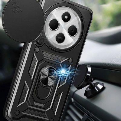 Këllëf telefoni Tech-Protect Camshield Pro për Xiaomi Redmi 14C Poco C75, unazë 360°, mbrojtje kamere, i zi