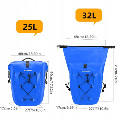 Sakë biçiklete RockBros 30140022004, 25-32L, e papërshkueshme nga uji, blu